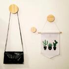 Kit 04 Ganchos Redondo De Parede Madeira Pinus