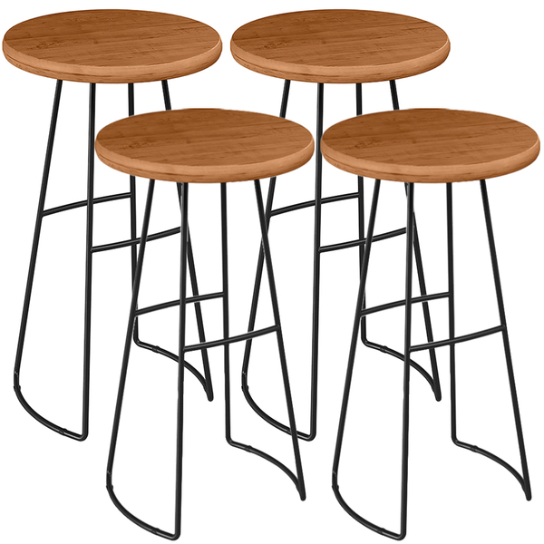 Kit 04 Mesas Bistrô Bar Alta Estrutura Em Aço Ravi D01 Peroba