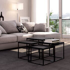 Kit 04 Mesas De Centro Cube Estilo Industrial Preto Base Metá