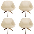 Kit 04 Poltrona Anitta Giratória Suede Bege - D'classe Decor