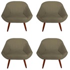 Kit 04 Poltrona Anitta Pés Palito Suede Marrom Rato - D'class