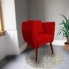 Kit 04 Poltrona Bia Pés Palito Suede Vermelho - D'classe Decor