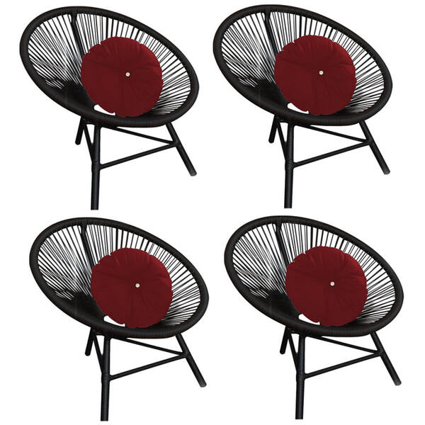 Kit 04 Poltrona Cadeira Acapulco Jardim Varanda Preto Com Alm