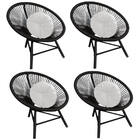 Kit 04 Poltrona Cadeira Acapulco Sala Jardim Varanda Preto Co