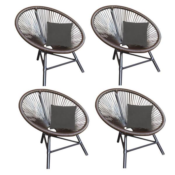 Kit 04 Poltrona Cadeira Corino Cinza