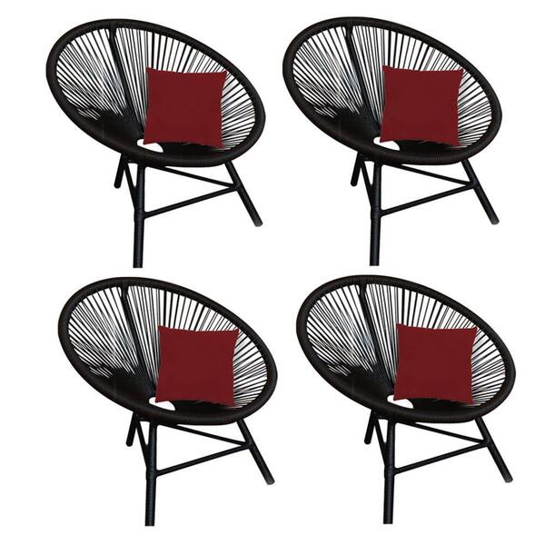 Kit 04 Poltrona Cadeira Corino Vermelho