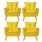 Kit 04 Poltrona Cadeira Jade Confort Decorativa Quarto Sala S