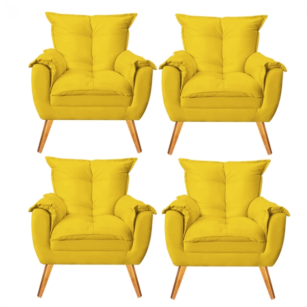 Kit 04 Poltrona Cadeira Jade Confort Decorativa Quarto Sala S