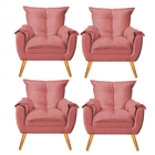 Kit 04 Poltrona Cadeira Jade Confort Decorativa Quarto Sala S