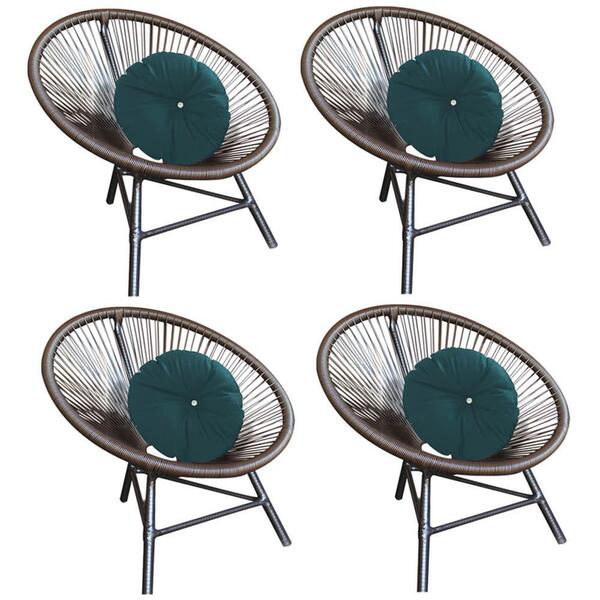 Kit 04 Poltrona Cadeira Jardim Varanda Suede Azul Turquesa