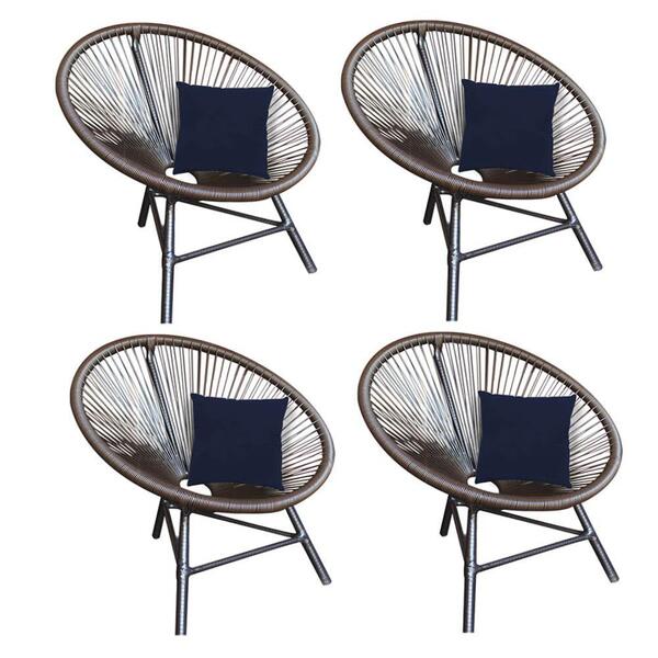 Kit 04 Poltrona Cadeira Suede Azul Marinho