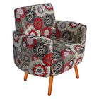 Kit 04 Poltronas Agatha Floral Vermelho D32 Pés Palito Castan