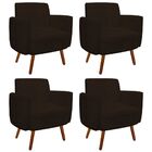Kit 04 Poltronas Agatha Suede Marrom Pés Palito Castanho D'ro