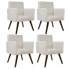 Kit 04 Poltronas Beatriz Palito Tabaco Suede Bege - Amarena M