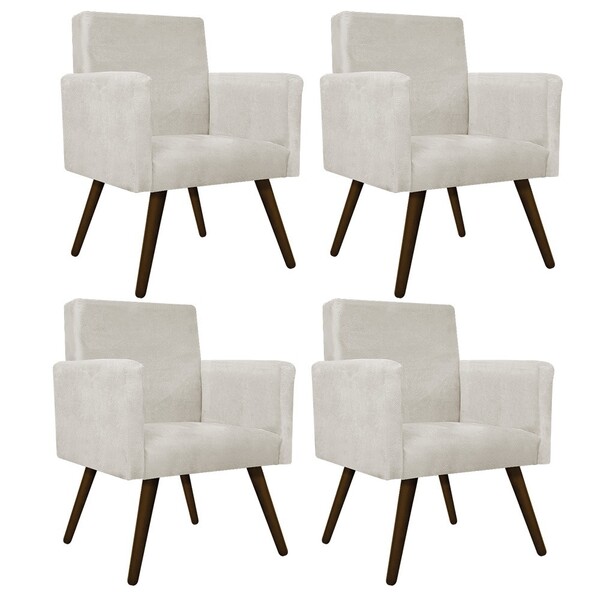 Kit 04 Poltronas Beatriz Palito Tabaco Suede Bege - Amarena M