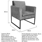 Kit 04 Poltronas Bella Base De Ferro Preta Suede Cinza - Amar