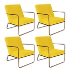 Kit 04 Poltronas Cadeira Malta Decorativa Sala Aramado Bronze