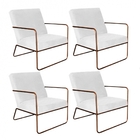 Kit 04 Poltronas Cadeira Malta Decorativa Sala Aramado Bronze