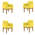 Kit 04 Poltronas Cadeira Reforçada - Escritório Amarela Amare