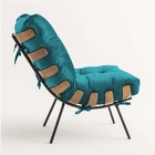 Kit 04 Poltronas Costela Decorativa Sala De Estar Suede Azul