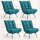 Kit 04 Poltronas Costela Industrial Ferro Preto Sala De Estar