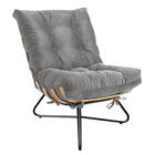 Kit 04 Poltronas Costela Madeira X Pés Cruzados Sala Quarto R