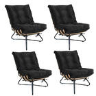 Kit 04 Poltronas Costela Madeira X Pés Cruzados Sala Quarto R