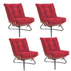 Kit 04 Poltronas Costela Madeira X Pés Cruzados Sala Quarto R