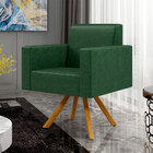 Kit 04 Poltronas Decorativa Base Giratória De Madeira Helô L0