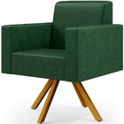 Kit 04 Poltronas Decorativa Base Giratória De Madeira Helô L0