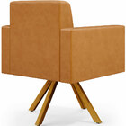 Kit 04 Poltronas Decorativa Base Giratória De Madeira Helô L0