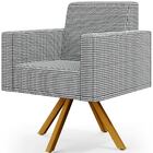 Kit 04 Poltronas Decorativa Base Giratória De Madeira Helô L0