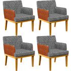 Kit 04 Poltronas Decorativa Base Mel Beatriz W01 Suede Pied P