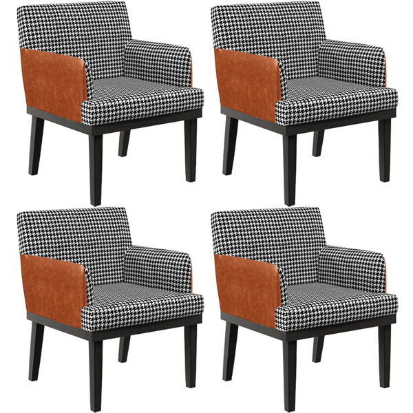 Kit 04 Poltronas Decorativa Base Preto Beatriz W01 Suede Pied