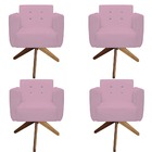 Kit 04 Poltronas Decorativa Duda Base Giratória C/strass Sued