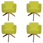 Kit 04 Poltronas Decorativa Duda Base Giratória Suede Amarelo
