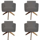 Kit 04 Poltronas Decorativa Duda Base Giratória Suede Grafite
