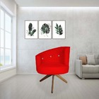 Kit 04 Poltronas Decorativa Giovana Base Giratória Suede Verm