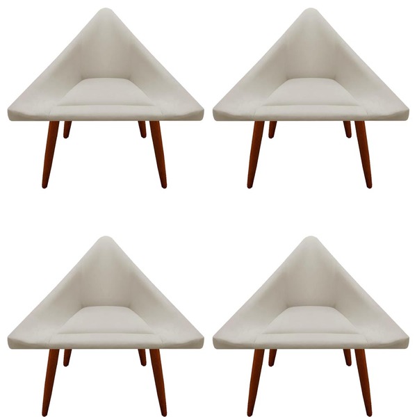 Kit 04 Poltronas Decorativa Ibiza Suede Bege - D'classe Decor