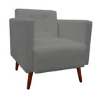 Kit 04 Poltronas Decorativa Isa Pés Palito Suede Grafite - D'