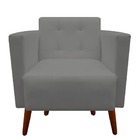 Kit 04 Poltronas Decorativa Isa Pés Palito Suede Grafite - D'