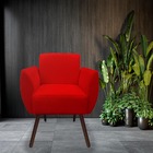 Kit 04 Poltronas Decorativa Kelly Pés Palito Suede Vermelho -