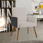 Kit 04 Poltronas Decorativa Maria W01 Pés Palito Linho Bege C