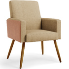 Kit 04 Poltronas Decorativa Maria W01 Pés Palito Linho Bege E