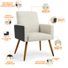 Kit 04 Poltronas Decorativa Maria W01 Pés Palito Linho Champa