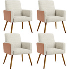 Kit 04 Poltronas Decorativa Maria W01 Pés Palito Linho Champa