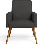 Kit 04 Poltronas Decorativa Maria W01 Pés Palito Linho Chumbo