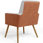 Kit 04 Poltronas Decorativa Maria W01 Pés Palito Linho Cinza