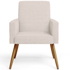 Kit 04 Poltronas Decorativa Maria W01 Pés Palito Linho Cru Co