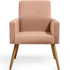 Kit 04 Poltronas Decorativa Maria W01 Pés Palito Linho Rosê C